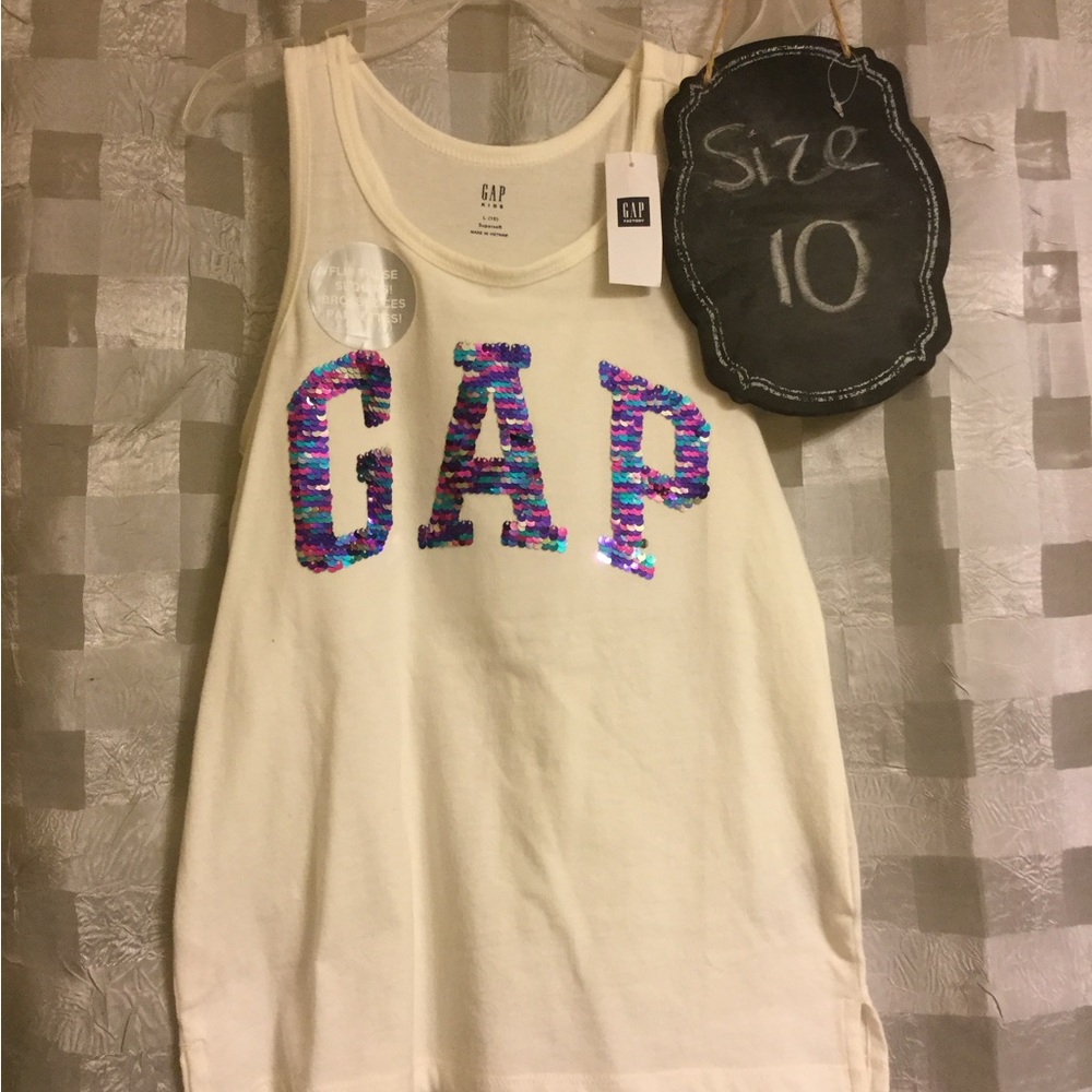 GAP Cream Tank Top with Sequin Logo